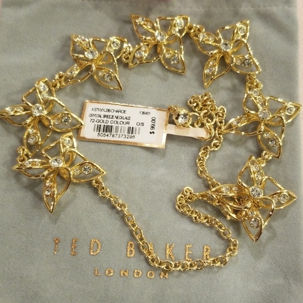 💕TED BAKER LONDON💕 Gold Charo Crystal Breeze Necklace NWT - Picture 7 of 8